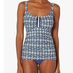 Gottex Women's navy Supreme 32 D Cup underwire Tankini swim top Nwt